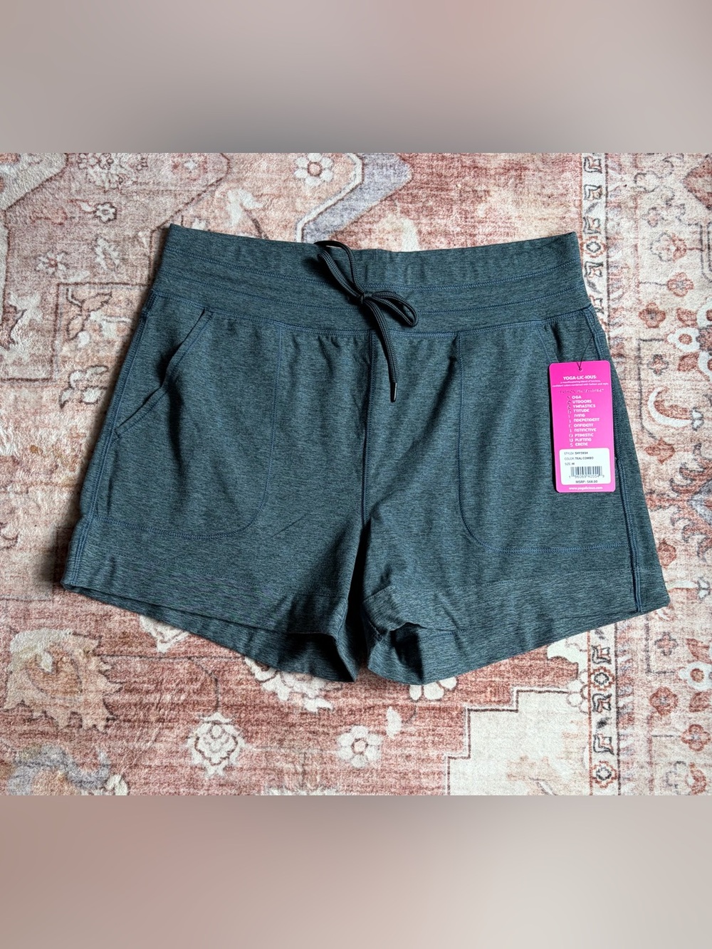 5/$26 Yogalicious Women's Teal Athletic Drawstring Shorts